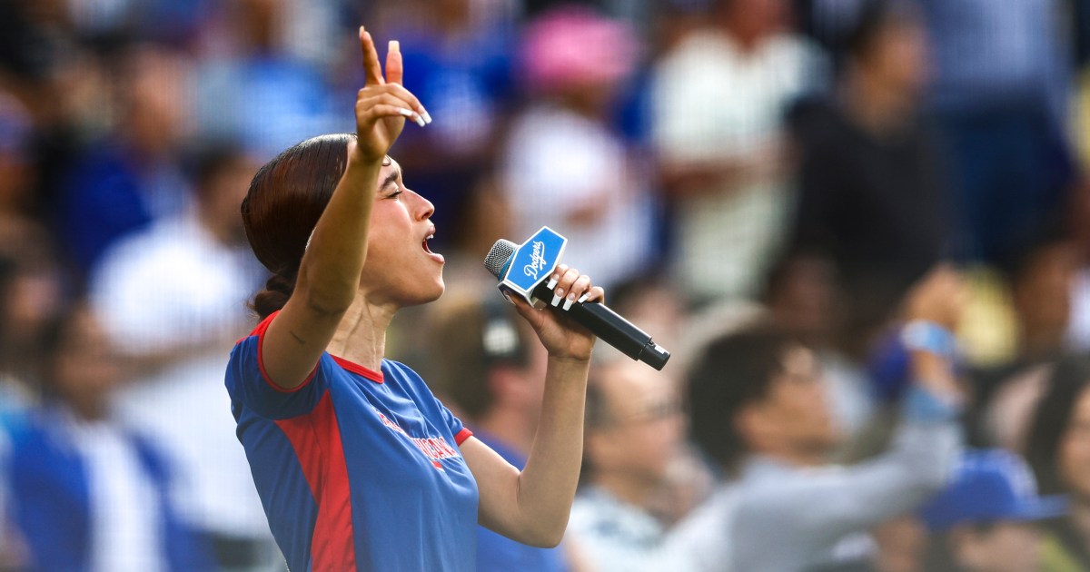 Singer at Dodger Stadium sings national anthem in Spanish in protest against L.A. immigration raids